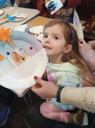 We talked about the 3 Wise Men and gifts they brought Jesus and we talked about the Christmas gifts that we were going to play with today. Then we were given some special blessed chalk to take home. It was a great morning!