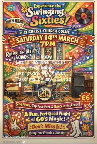 The 60's night is fast approaching but if you haven't got your tickets yet, don't worry - you can pay on the door.  A great night of all your favourite songs from the swinging 60's and at a bargain price of just £6.  If you wish, you can dress in fashion styles from that era and there's a prize for the best dressed.  Bring your friends along and enjoy a fun evening of live music and memories.