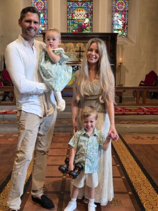 It was a quadruple baptism today when Theo and Darcie were baptised along with their mum and dad, Johnny and Judith.  It was lovely to welcome them into the church family and we wish them every blessing for the future.